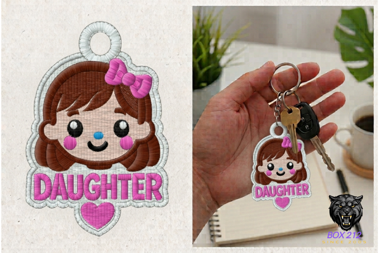 Daughter Keychain Embroidery Design