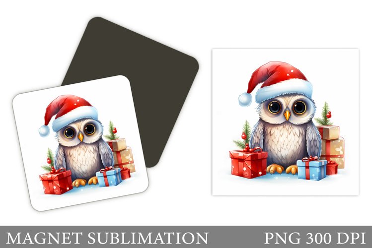 Christmas Owl Magnet. Cute Owl Magnet Sublimation