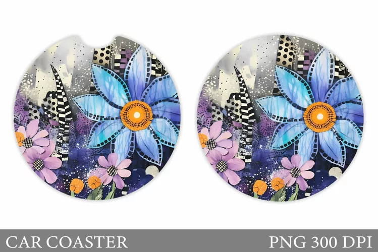 Flowers Car Coaster Design. Flowers Car Coaster Sublimation