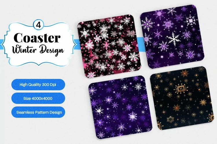 Square Coaster winter snow Sublimation