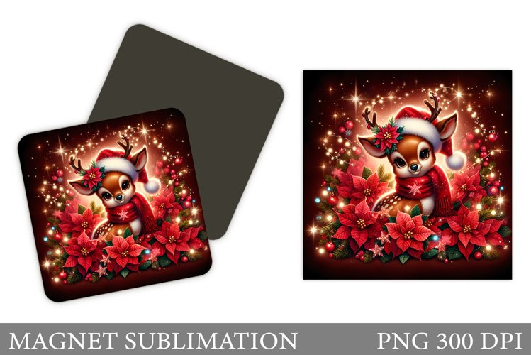 Christmas Deer Magnet Design. Christmas Magnet Sublimation example image 1