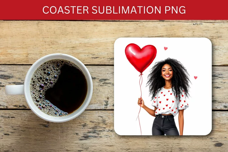 valentine square coaster - black girl