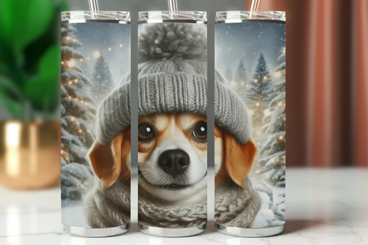Tumbler Wrap 20 oz - dog wearing hat