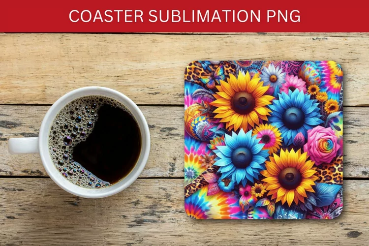 square coaster - sunflowers pattern
