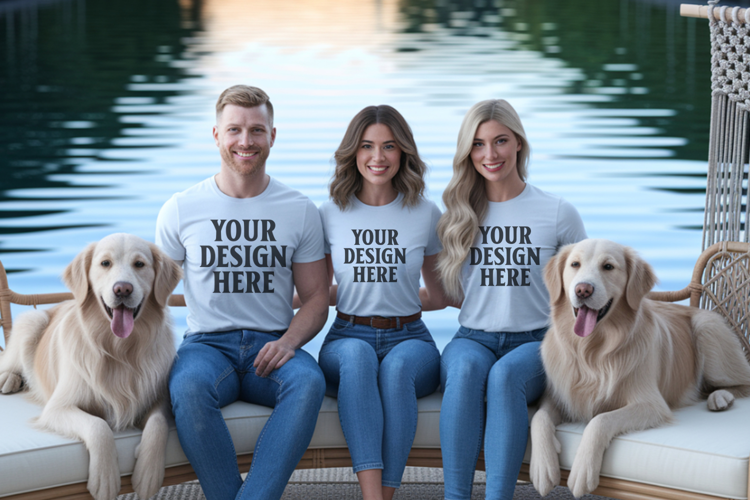 Bella Canvas 3001 Family Group T-Shirt Mockup