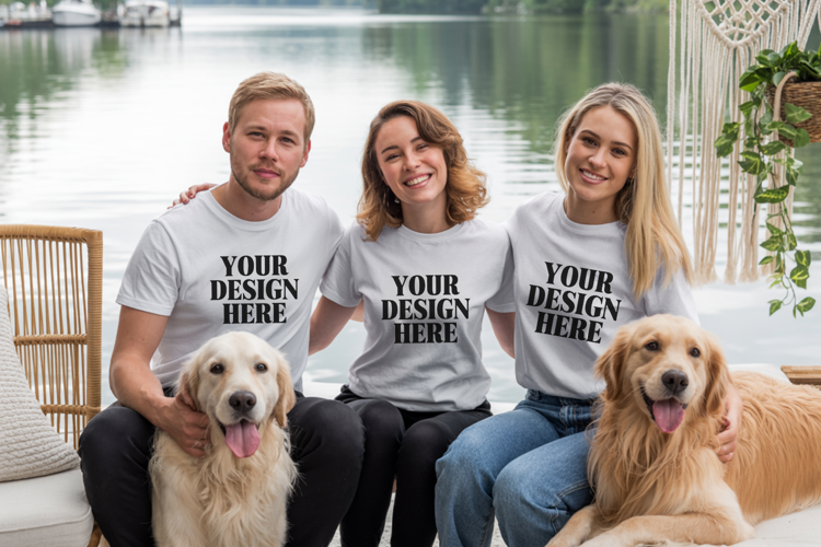 Bella Canvas 3001 Family Group Mockup | Matching T-Shirt Fla