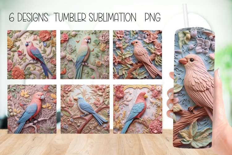 3D Birds Tumbler Wrap Sublimation |3D Eden-Bird Tumbler