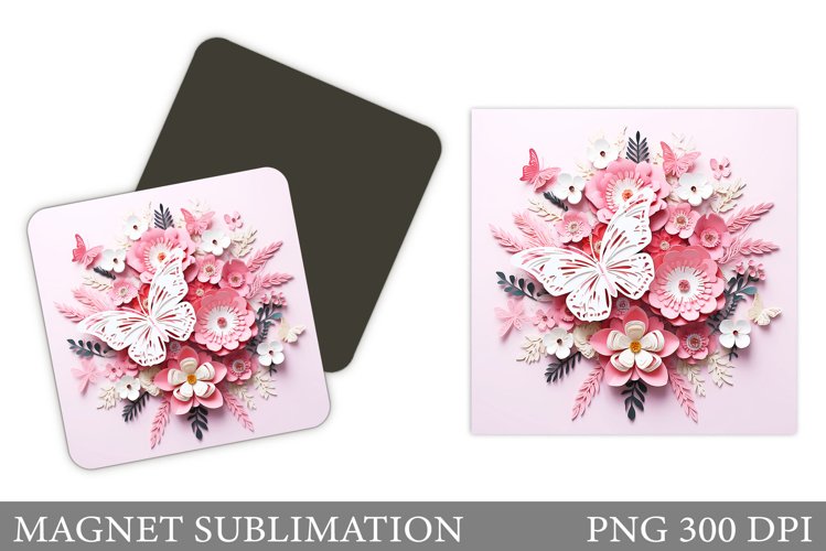 Butterflies Magnet Design. 3D Flowers Magnet Sublimation