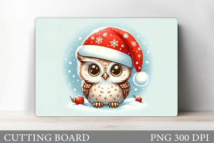 Christmas Owl Cutting Board. Christmas Cutting Board example image 1