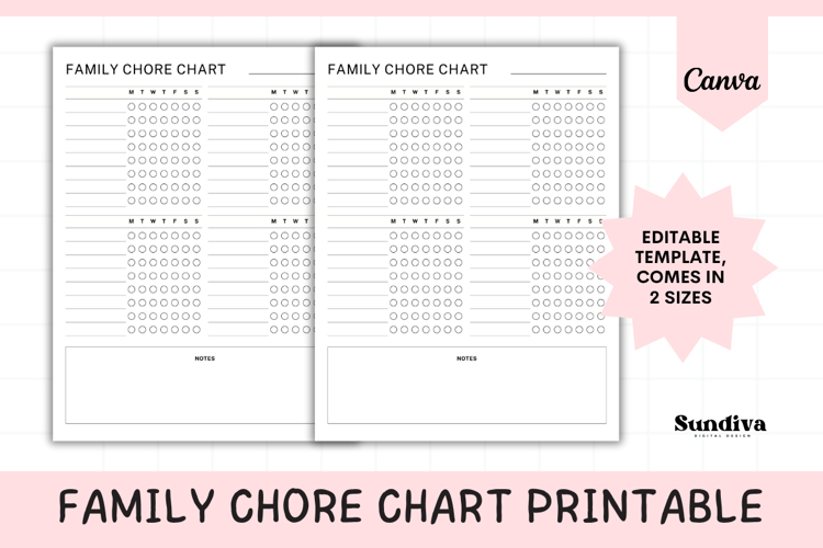 Family Chore Chart Canva Template 1