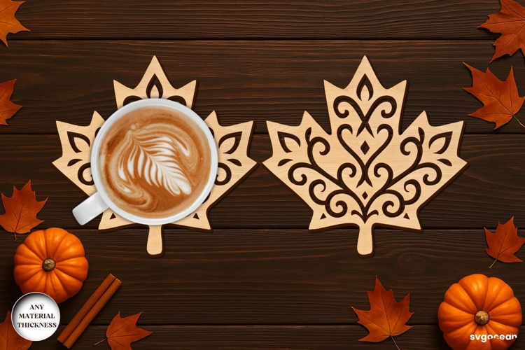 Maple Leaf Coaster Laser Cut | Drink Coaster | SVG