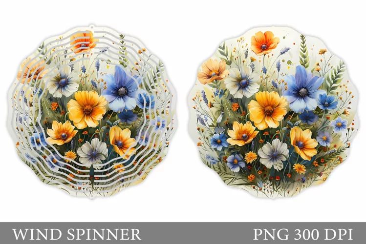 Wildflowers Wind Spinner. Summer Flowers Wind Spinner Design