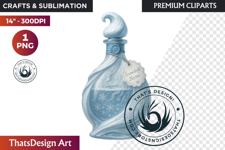 Christmas Winter Potion Bottles PNG, Magical Holiday Clipart
