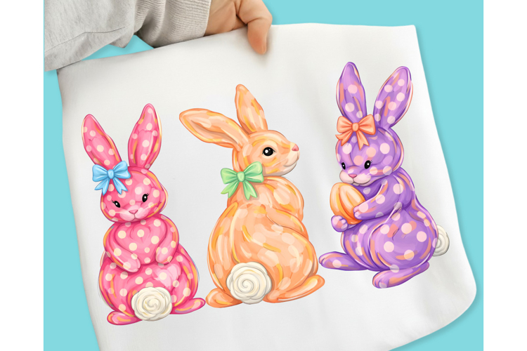 Bunny Coquette Bow PNG, Brushstroke bunny easter PNG
