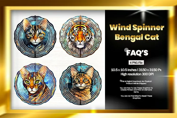Bengal Cat Wind Spinner Sublimation - 04 Variations