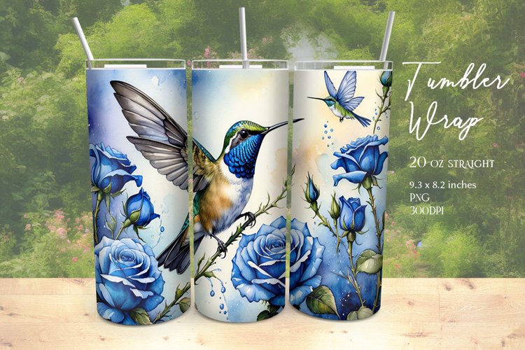 Watercolor Hummingbird Tumbler Wrap Sublimation example image 1