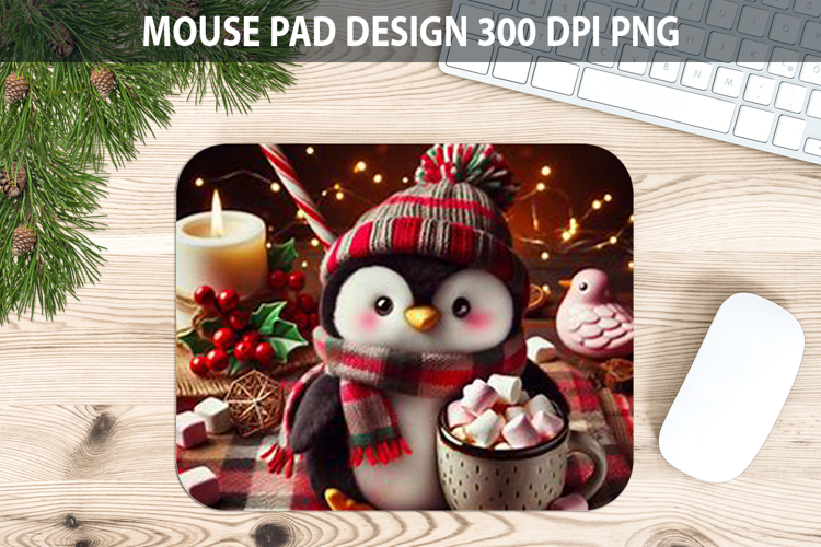 Christmas Penguin Mouse Pad Sublimation - Animal PNG Design