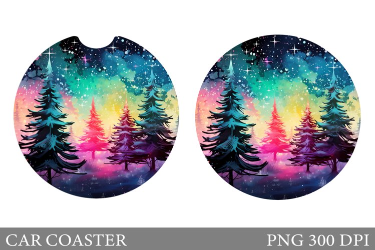 Christmas Tree Car Coaster Design. Christmas Round Coaster