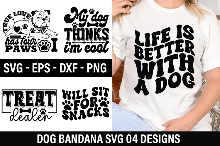 Dog Bandana SVG Design - Will sit for snacks