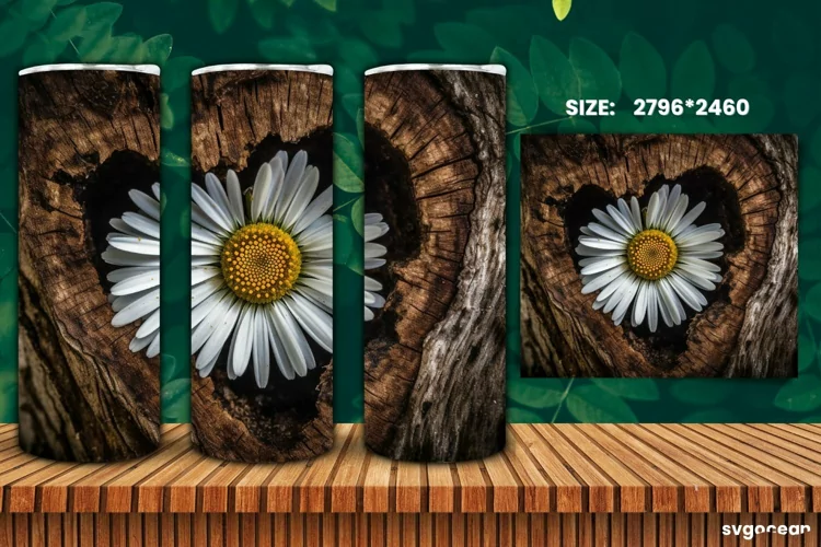 Chamomile on Bark Tumbler Wrap | 20 Oz | Sublimation