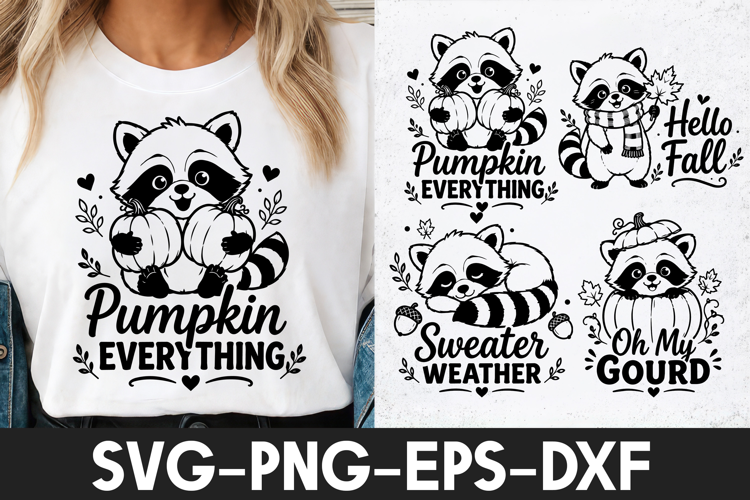 Cute Raccoon Pumpkin Autumn SVG PNG