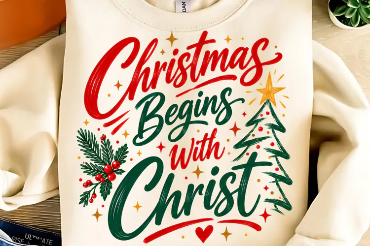 Christmas Begins With Christ PNG. Funny Christmas PNG