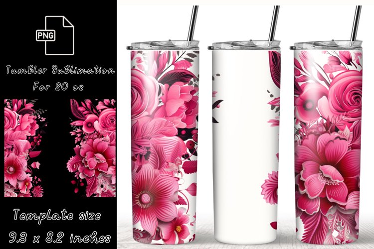 Flower tumbler wrap, Add Your Name custom tumbler wrap example image 1