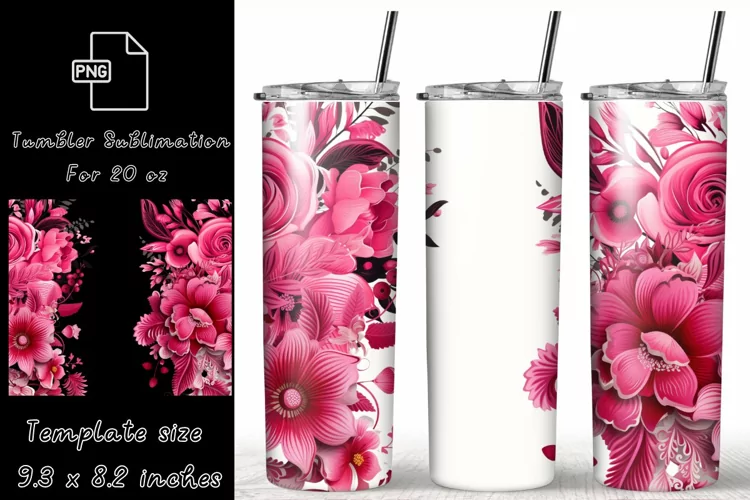Flower tumbler wrap, Add Your Name custom tumbler wrap
