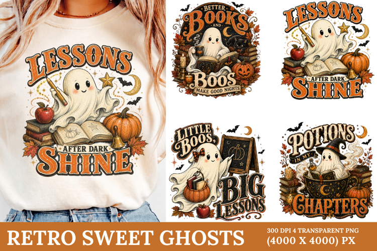 Retro Sweet Ghosts PNG