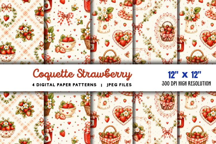 Coquette Strawberry Daisy Pattern JPG