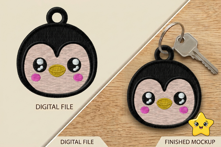 Cute Penguin Keychain Embroidery Design