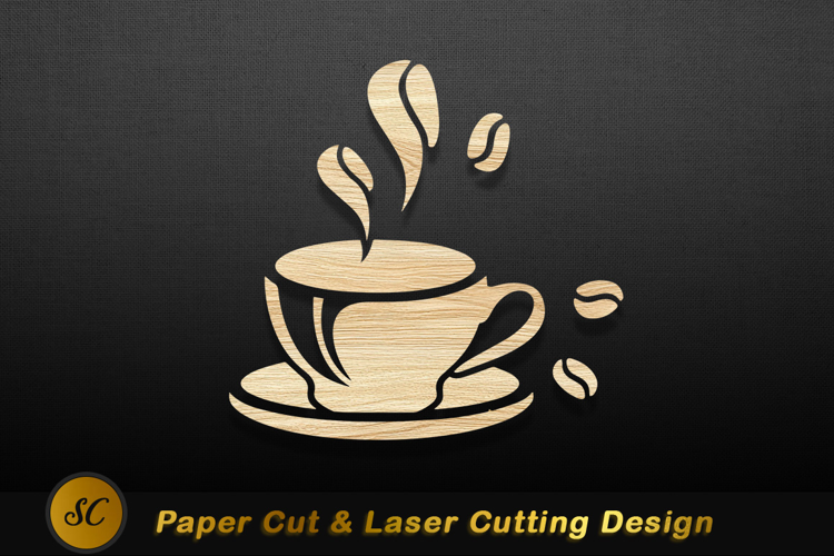 Wooden coffee cup steam beans saucer Laser Cut Files