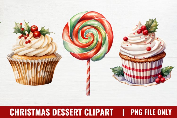 Christmas Dessert Clipart Sublimation, Dessert Clipart example image 1
