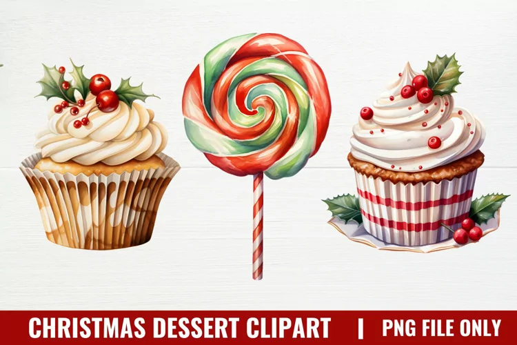 Christmas Dessert Clipart Sublimation, Dessert Clipart