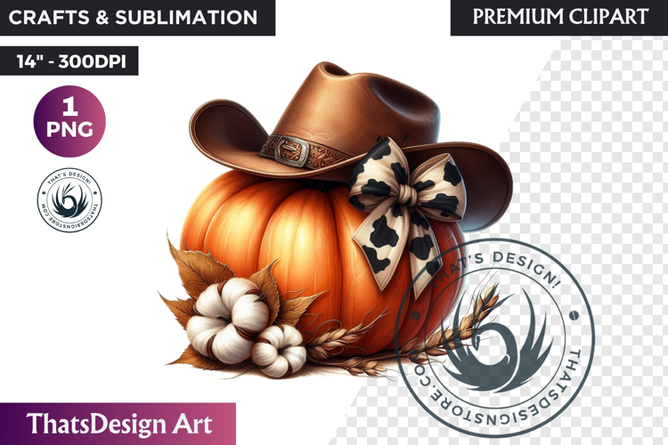 Western Pumpkin Autumn PNG,Cowgirl Coquette bow fall clipart