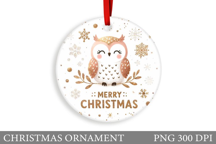 Christmas Owl Christmas Ornament. Christmas Owl Sublimation example image 1