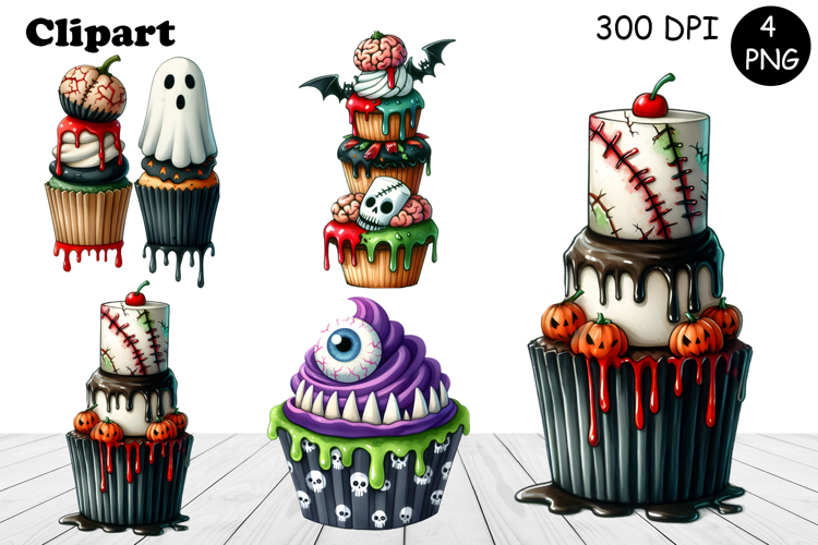 Sweet Halloween Cake, sarcastik watercolor clipart