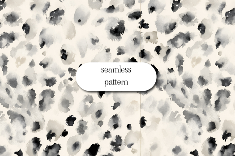 Monochrome Leopard Seamless Pattern Watercolor Spots