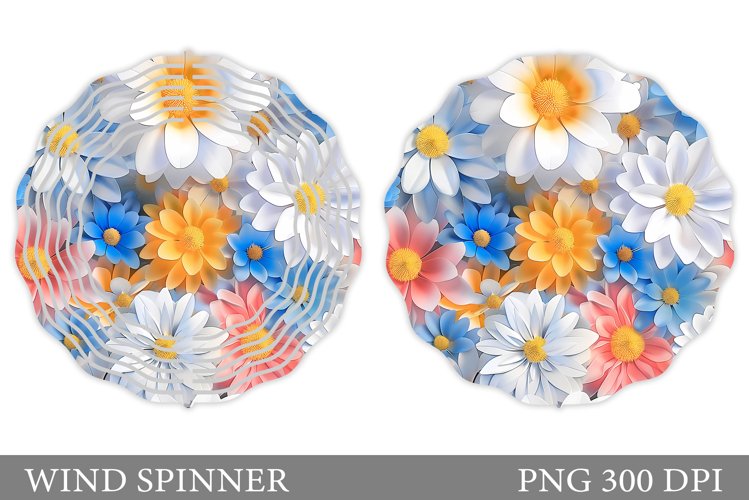 Flowers Wind Spinner Design. Flowers Spinner Sublimation example image 1