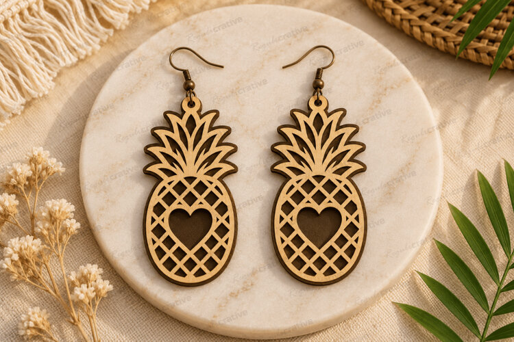Pineapple Earrings Laser Cut SVG File,pineapple earrings svg example image 1