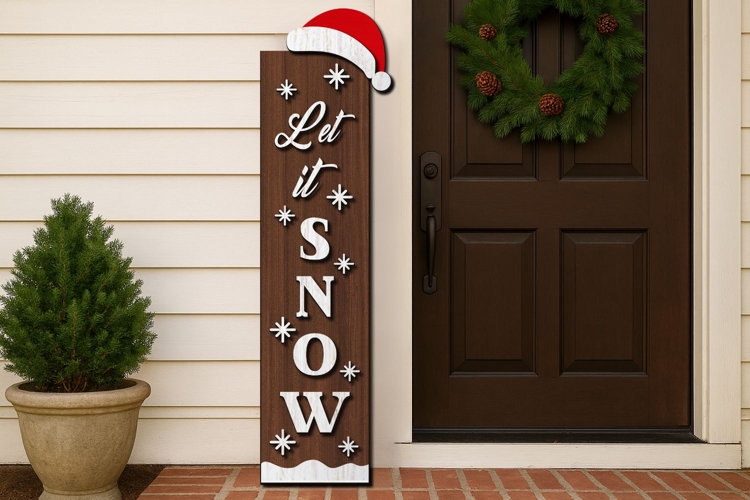 Xmas Porch Sign Laser Cut | Vertical Sign | SVG