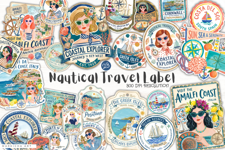 Nautical Travel Label Png Clipart