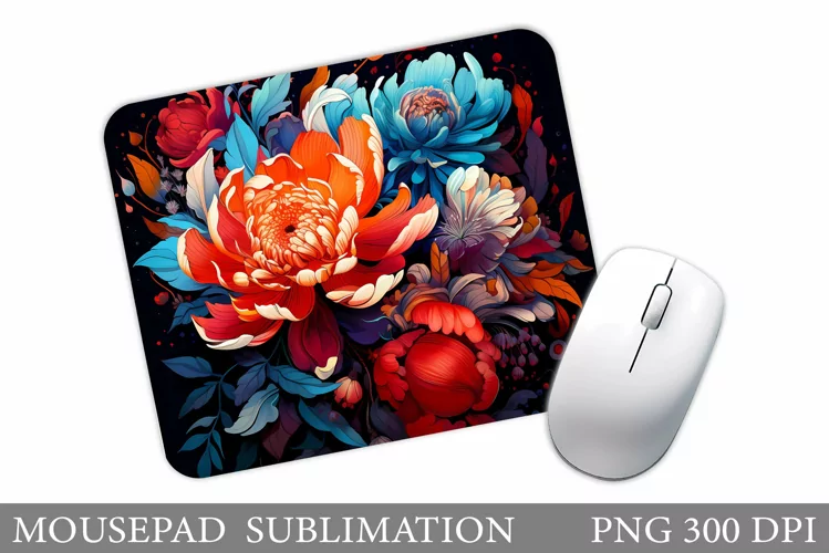 Flowers Mouse Pad Sublimation. Flowers Mouse Pad Design