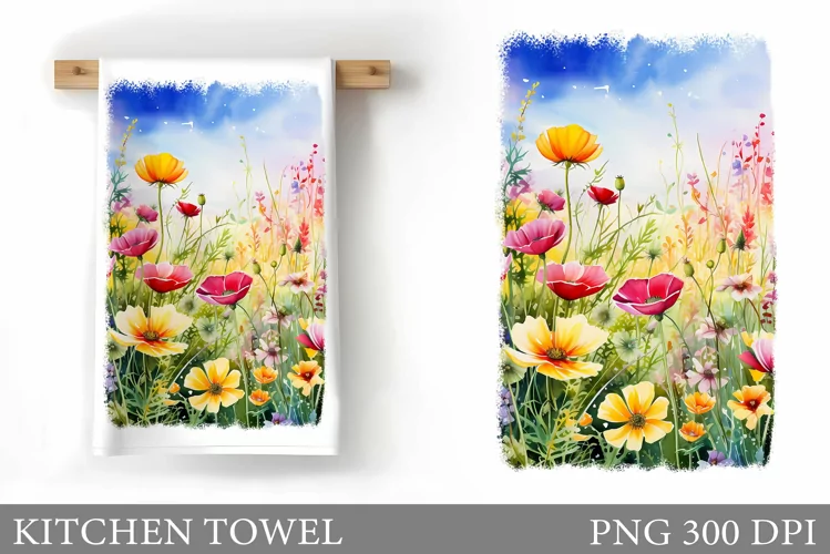 Flowers Kitchen Towel. Wildflowers Kitchen Towel