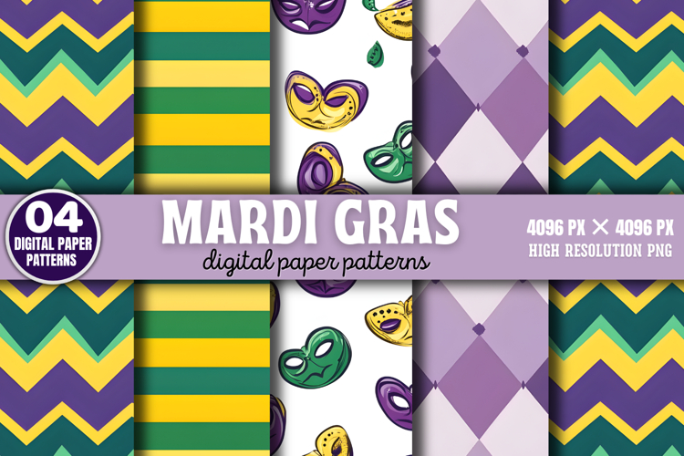 Mardi Gras Digital Pattern Paper Patterns PNG