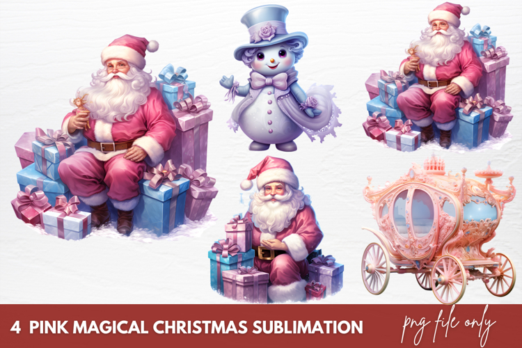 Pink Magical Christmas Sublimation Clipart