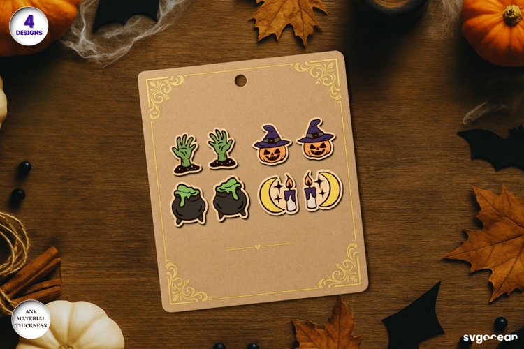 Halloween Stud Earrings Laser Cut | Jewerly | SVG