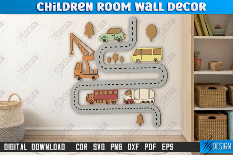 Children Room Wall Décor Laser Cut | Nursery Décor | Cars