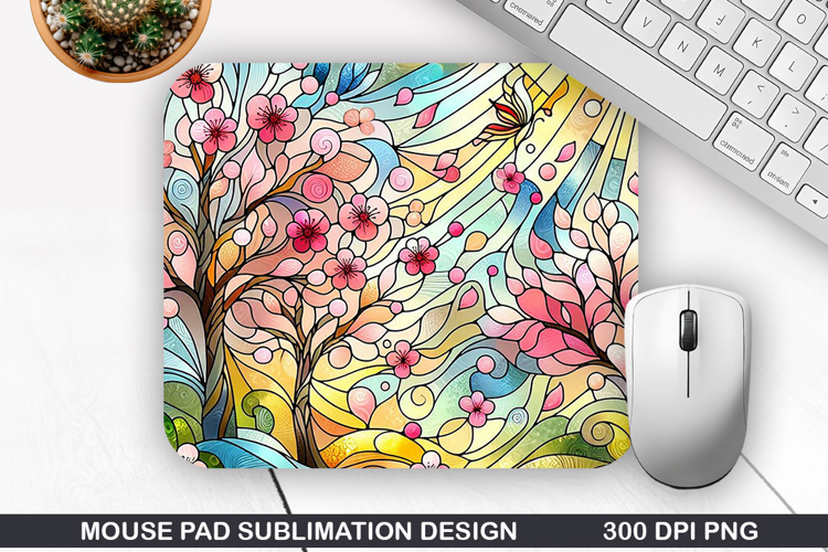Mouse Pad Sublimation, Spring Flowers Mouse Pad PNG Design