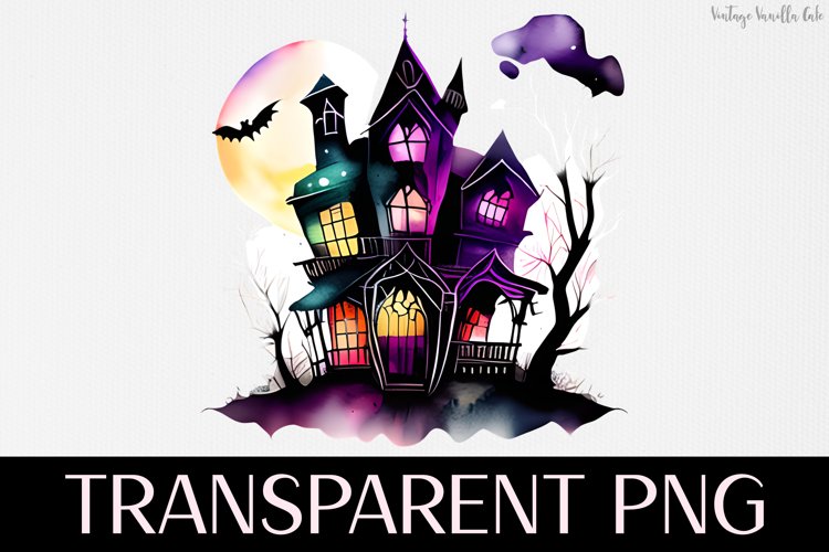 Haunted House - Transparent PNG Halloween Clipart Graphic example image 1